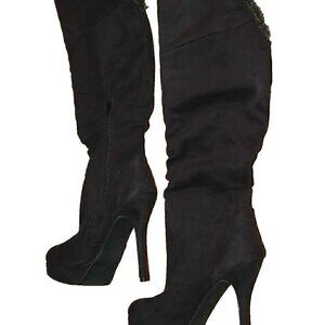Rue 21 Boots L 8/9 Black Long Knee High Heels